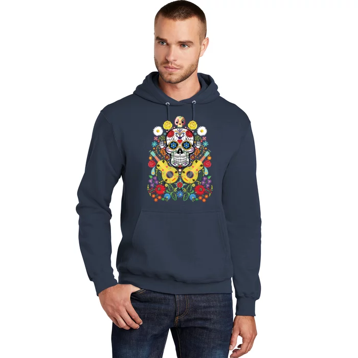 Dia De Los Muertos Day Of The Dead Sugar Skull Guitar Flower Hoodie