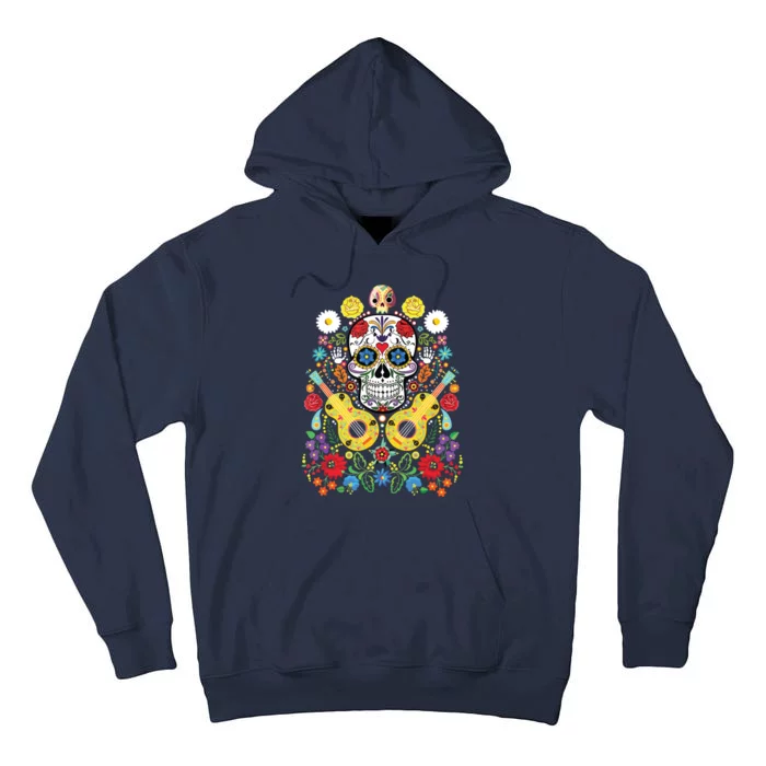 Dia De Los Muertos Day Of The Dead Sugar Skull Guitar Flower Tall Hoodie