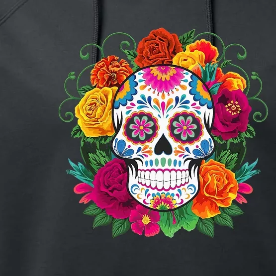 Dia De Los Muertos Costume Day Of The Dead Sugar Skull Performance Fleece Hoodie