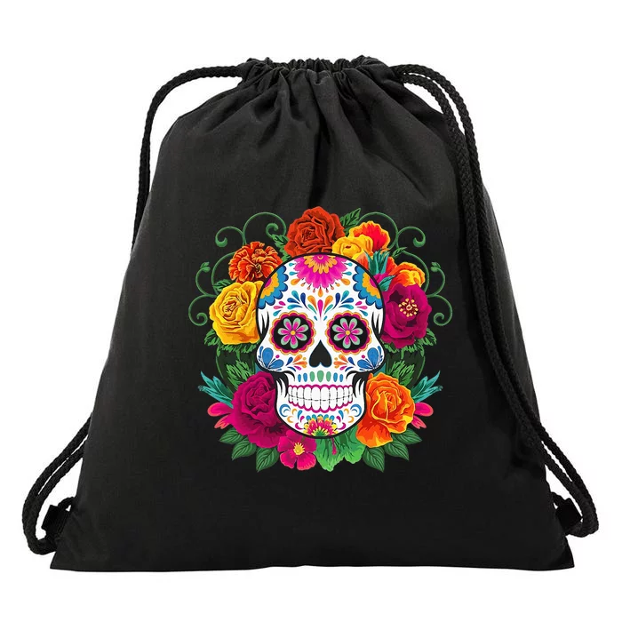 Dia De Los Muertos Costume Day Of The Dead Sugar Skull Drawstring Bag