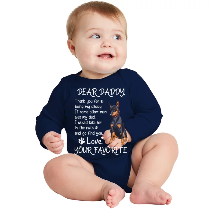 Dear Daddy Miniature Pinscher Dog Dad Fathers Day Baby Long Sleeve Bodysuit