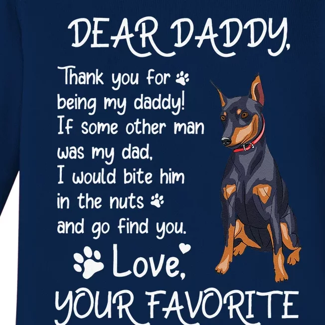 Dear Daddy Miniature Pinscher Dog Dad Fathers Day Baby Long Sleeve Bodysuit