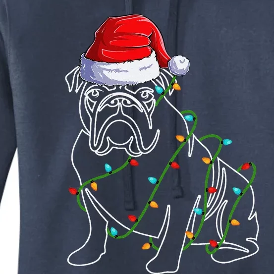 Dog Dad Mom Bulldog Christmas Dog Christmas Lights Women's Pullover Hoodie