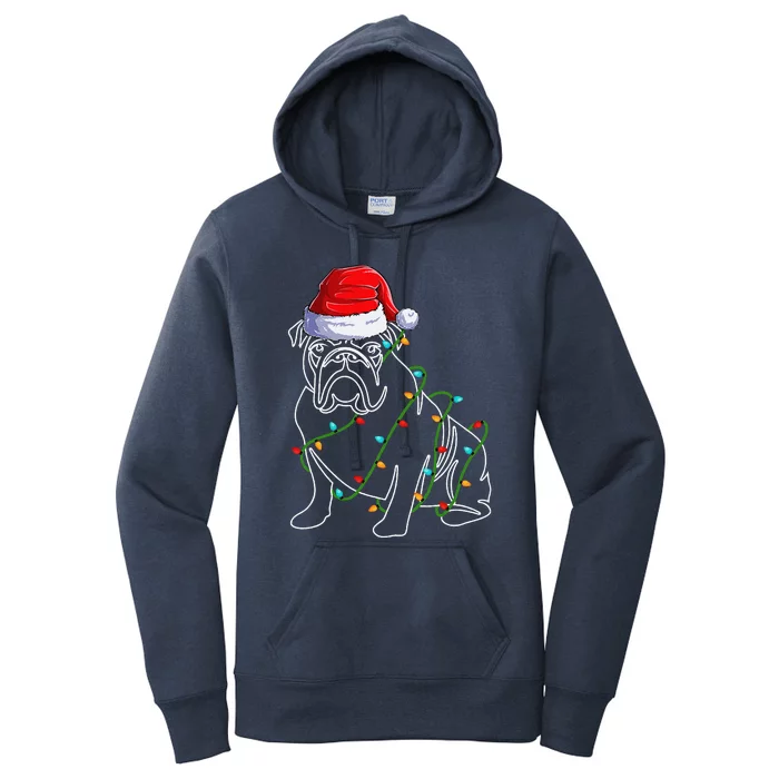 Dog Dad Mom Bulldog Christmas Dog Christmas Lights Women's Pullover Hoodie