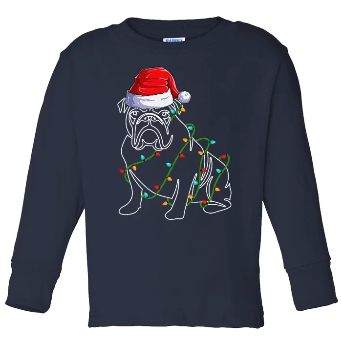 Dog Dad Mom Bulldog Christmas Dog Christmas Lights Toddler Long Sleeve Shirt