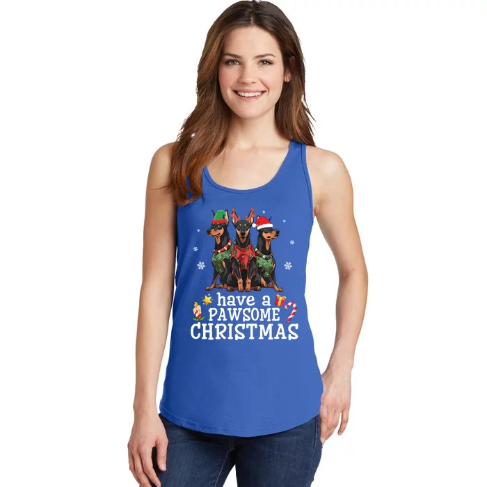 Dober Dogs Merry Mother Father Have A Pawsome Christmas Gift Ladies Essential Tank