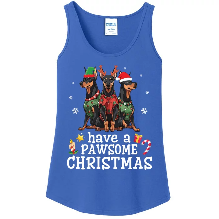 Dober Dogs Merry Mother Father Have A Pawsome Christmas Gift Ladies Essential Tank