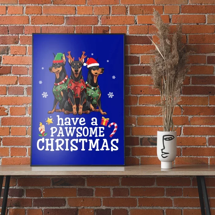 Dober Dogs Merry Mother Father Have A Pawsome Christmas Gift Poster