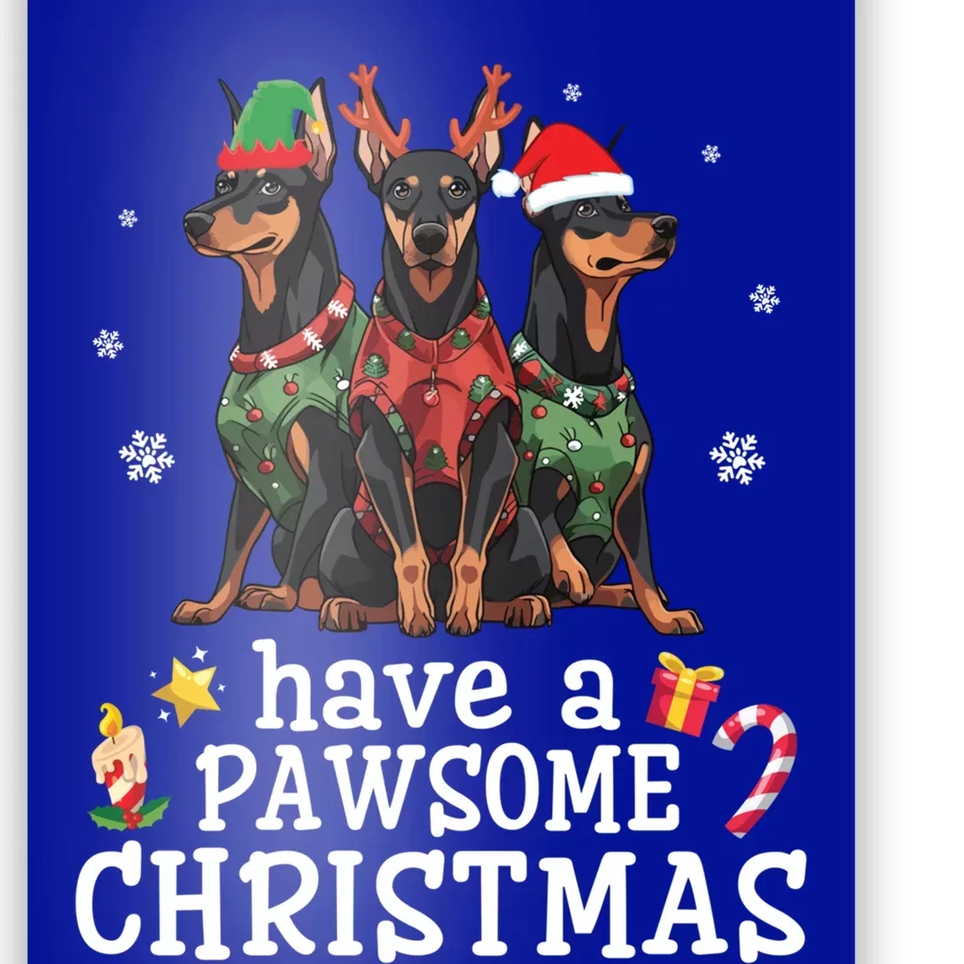 Dober Dogs Merry Mother Father Have A Pawsome Christmas Gift Poster