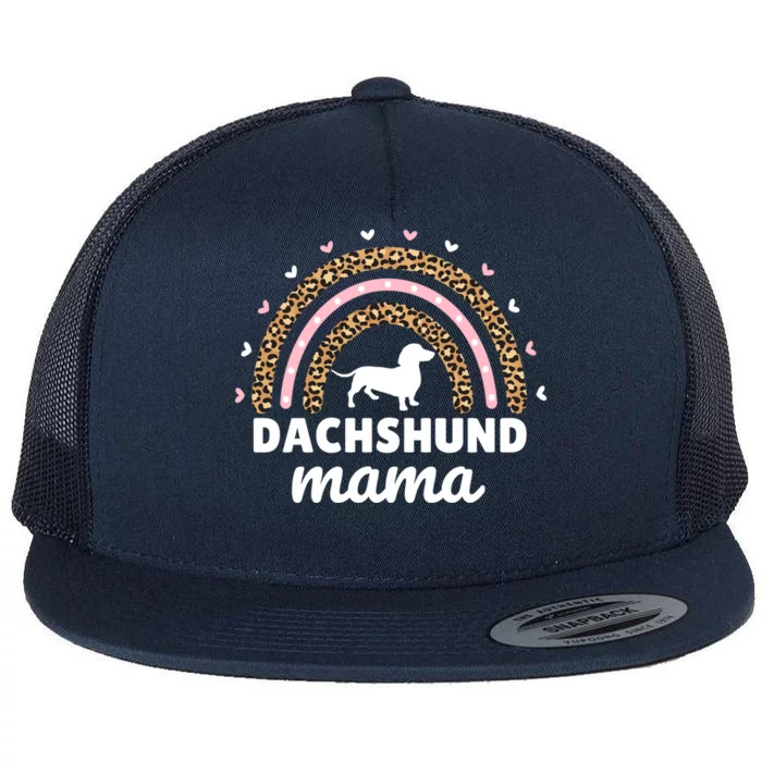 Doxie Dachshund Mama Rainbow Dachshund Lover Weiner Dog Mom Gift Flat Bill Trucker Hat