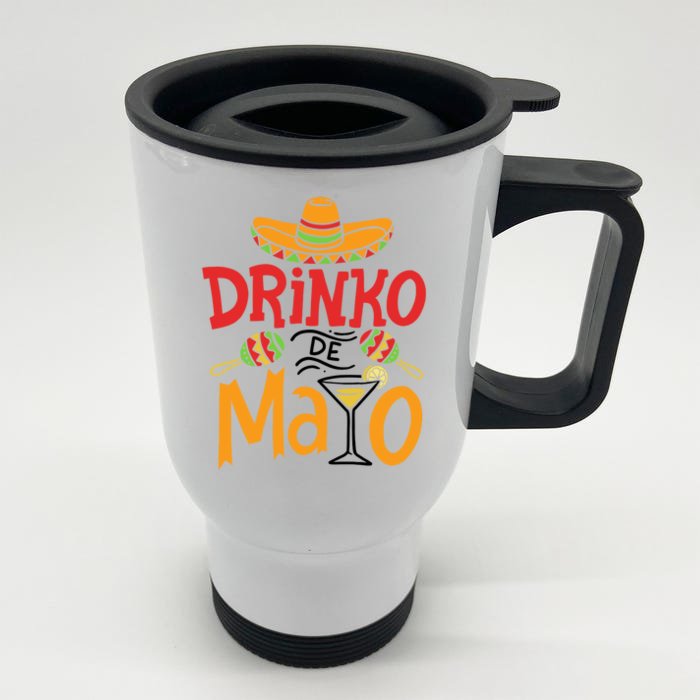 Drinko De Mayo Cinco De Mayo Fiesta Front & Back Stainless Steel Travel Mug