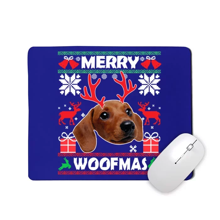 Dachshund Dog Merry Woofmas Christmas Dog Lover Ugly Sweater Gift Mousepad