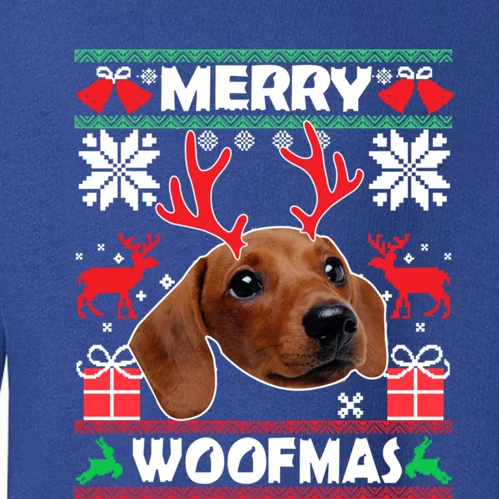 Dachshund Dog Merry Woofmas Christmas Dog Lover Ugly Sweater Gift Toddler Sweatshirt