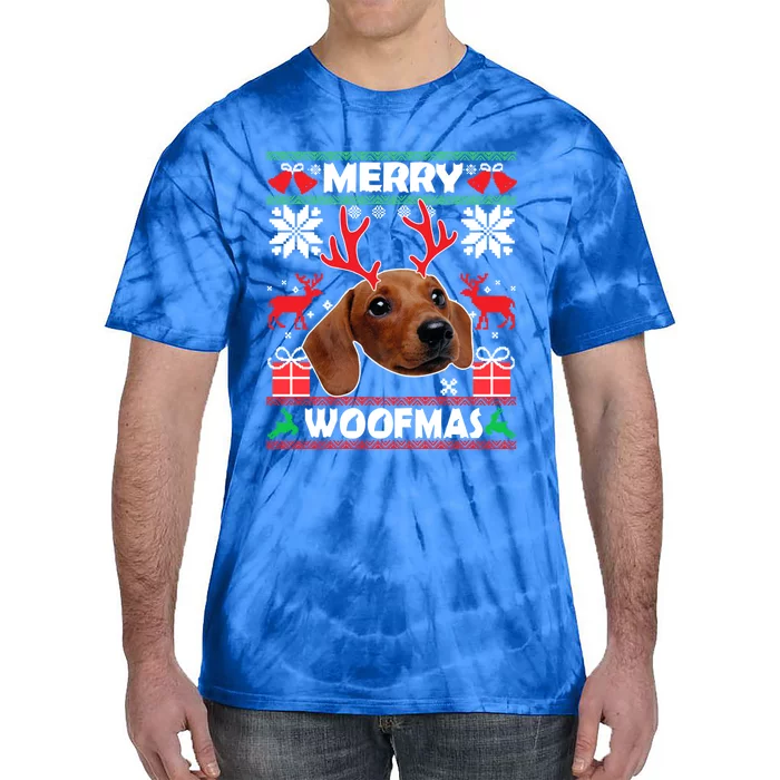 Dachshund Dog Merry Woofmas Christmas Dog Lover Ugly Sweater Gift Tie-Dye T-Shirt