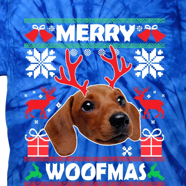 Dachshund Dog Merry Woofmas Christmas Dog Lover Ugly Sweater Gift Tie-Dye T-Shirt