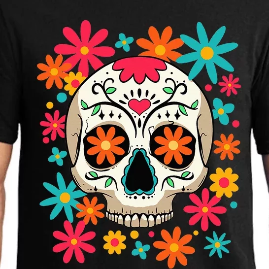 Dia De Muertos Day of The Dead Floral Sugar Skull Pajama Set