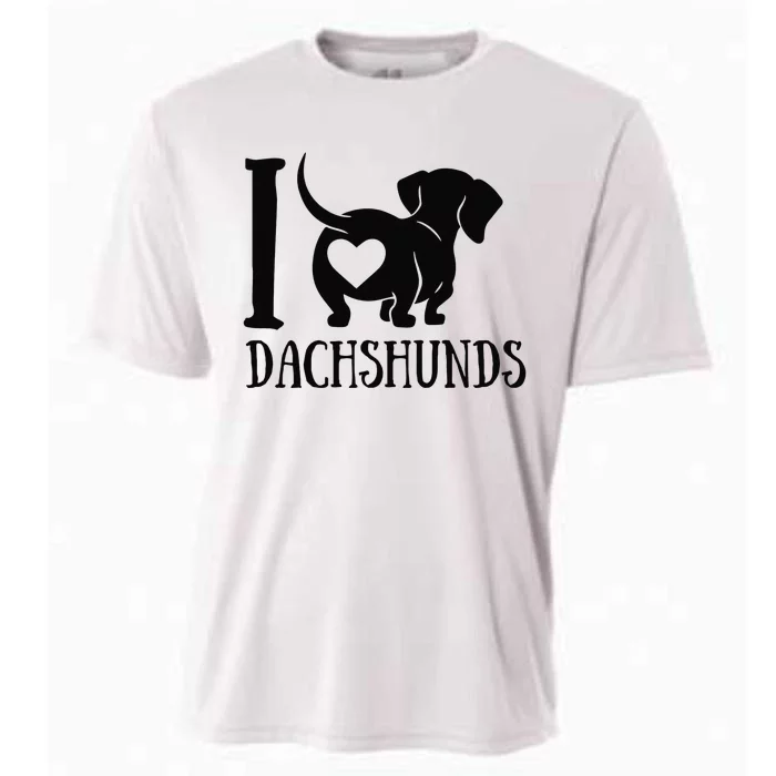 Dachshund Dad Mom Owner Lover Dog Paws Weiner I Love Dachs Cooling Performance Crew T-Shirt