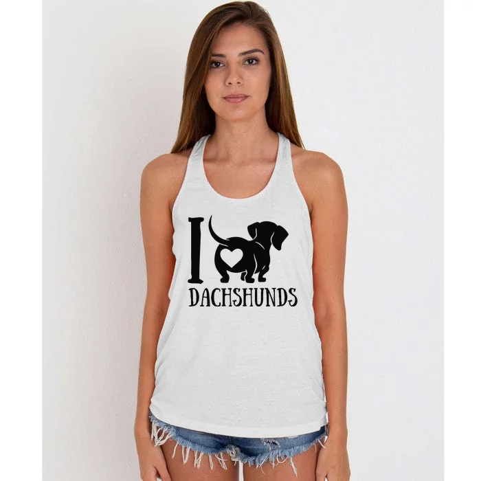 Dachshund Dad Mom Owner Lover Dog Paws Weiner I Love Dachs Women's Knotted Racerback Tank