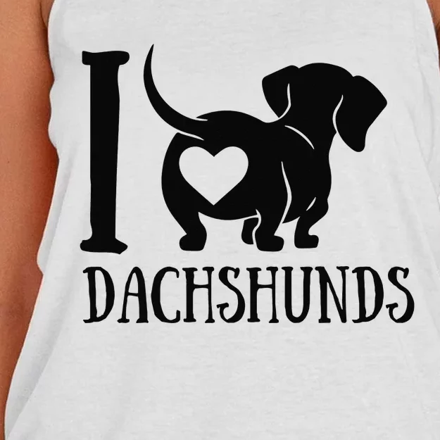 Dachshund Dad Mom Owner Lover Dog Paws Weiner I Love Dachs Women's Knotted Racerback Tank