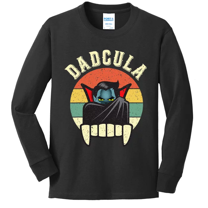 Dadcula Daddy Matching Family Halloween Dad Retro Vintage Kids Long Sleeve Shirt