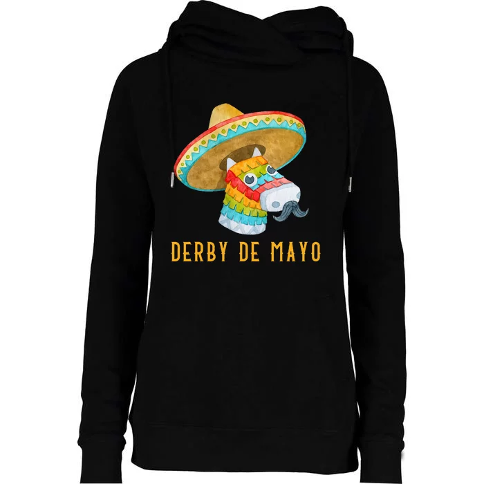 Derby de Mayo Kentucky Horse Race Mexican Womens Funnel Neck Pullover Hood