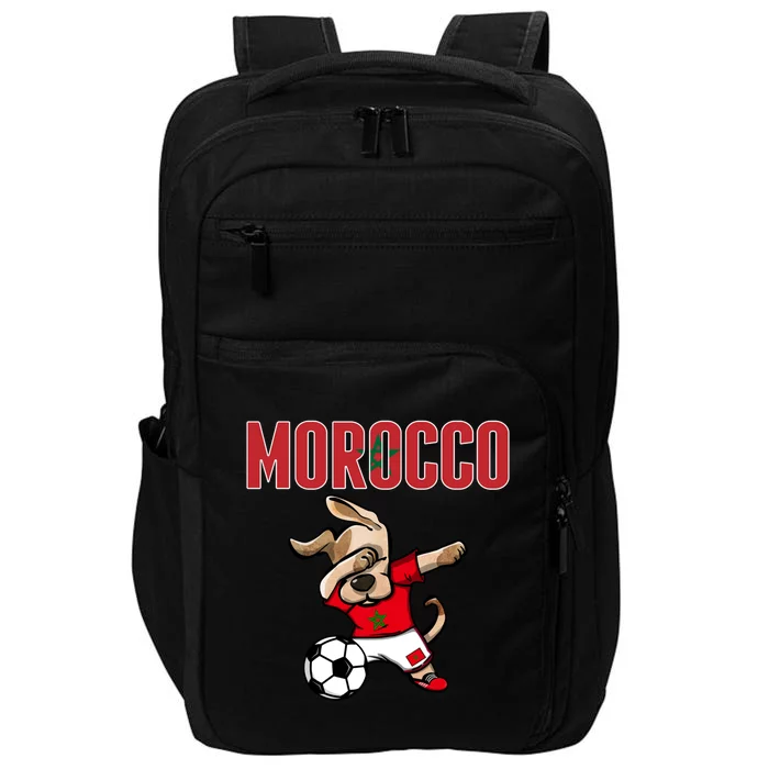 Dabbing Dog Morocco Soccer Fans Jersey Moroccan Football Funny Gift Impact Tech Backpack