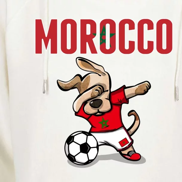 Dabbing Dog Morocco Soccer Fans Jersey Moroccan Football Funny Gift Womens Funnel Neck Pullover Hood