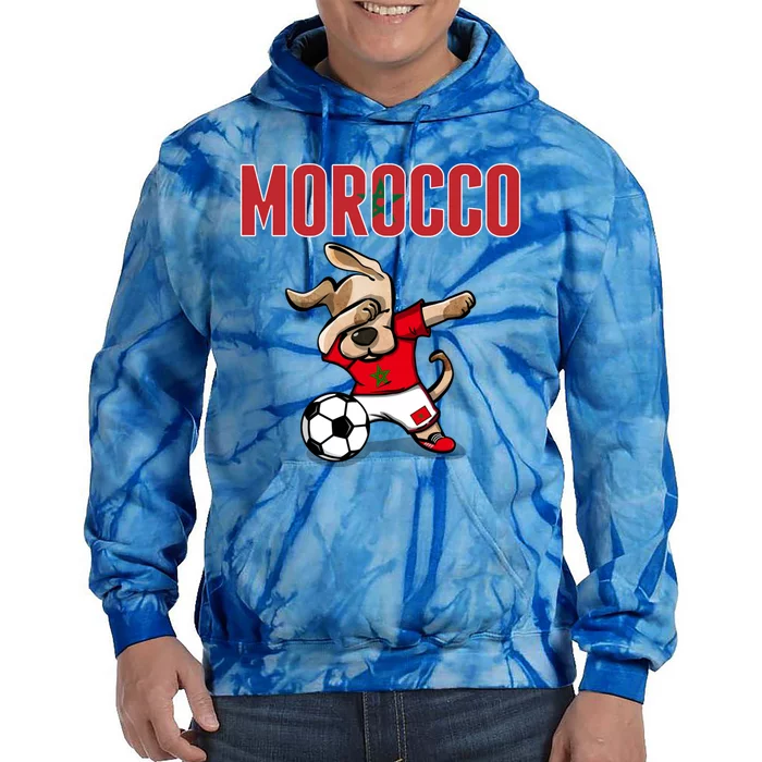 Dabbing Dog Morocco Soccer Fans Jersey Moroccan Football Funny Gift Tie Dye Hoodie