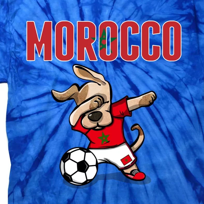 Dabbing Dog Morocco Soccer Fans Jersey Moroccan Football Funny Gift Tie-Dye T-Shirt