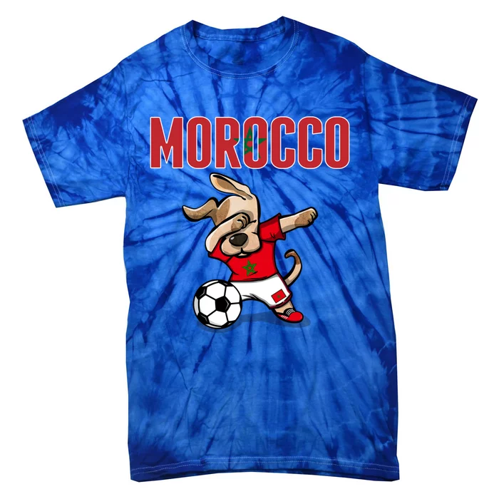 Dabbing Dog Morocco Soccer Fans Jersey Moroccan Football Funny Gift Tie-Dye T-Shirt