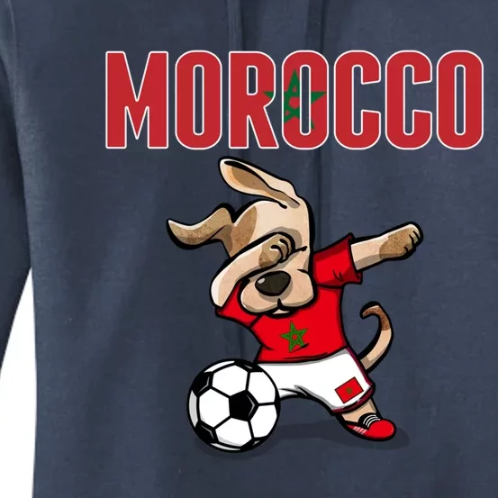 Dabbing Dog Morocco Soccer Fans Jersey Moroccan Football Funny Gift Women's Pullover Hoodie