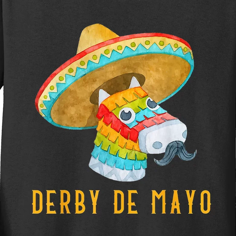 Derby De Mayo Kentucky Horse Race Mexico Pinata Mexican Kids Long Sleeve Shirt