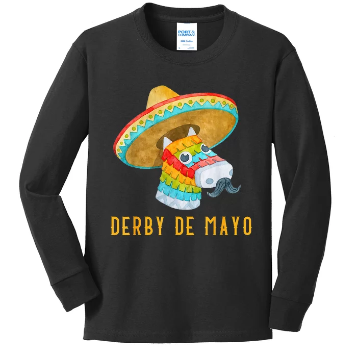 Derby De Mayo Kentucky Horse Race Mexico Pinata Mexican Kids Long Sleeve Shirt