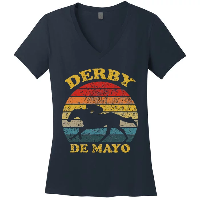 Derby De Mayo Party 2024 Lets Fiesta Horse Race Women's V-Neck T-Shirt