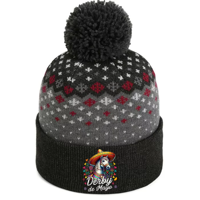 Derby De Mayo Horse Racing Mexican The Baniff Cuffed Pom Beanie