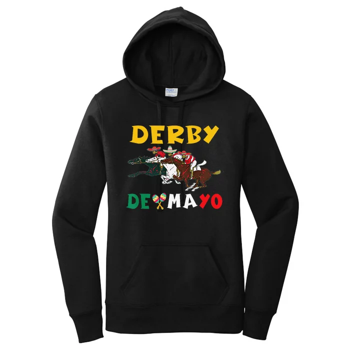 Derby De Mayo Time Kentucky Horse Race Cinco De Derby Women's Pullover Hoodie