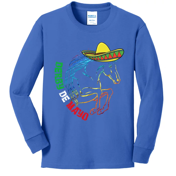 Derby De Mayo Gift Kentucky Horse Race Mexico Gift Kids Long Sleeve Shirt