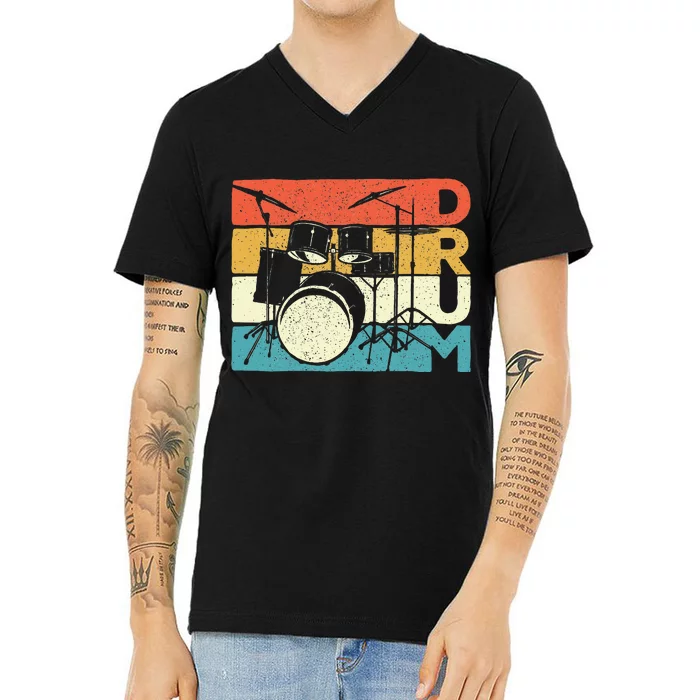 Drum Drummer Music Band Lover Percussion V-Neck T-Shirt