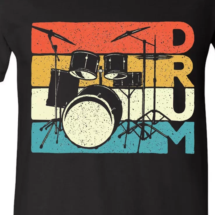 Drum Drummer Music Band Lover Percussion V-Neck T-Shirt