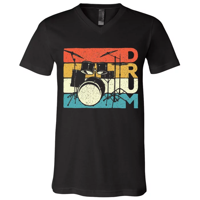 Drum Drummer Music Band Lover Percussion V-Neck T-Shirt