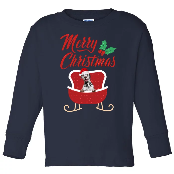 Dalmatian Dog Merry Christmas Design For The Holiday Season! Toddler Long Sleeve Shirt