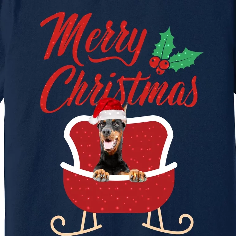 Dobermann Dog Merry Christmas Design For The Holiday Season! Premium T-Shirt