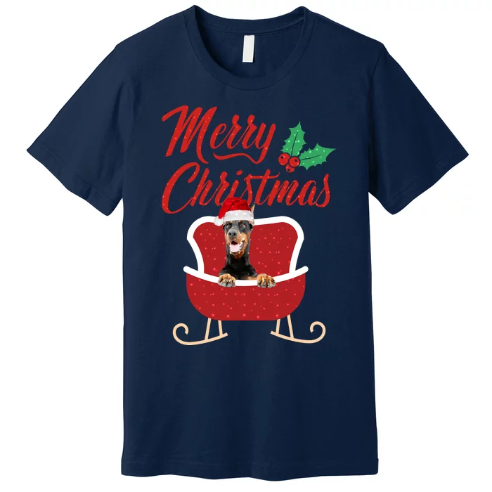 Dobermann Dog Merry Christmas Design For The Holiday Season! Premium T-Shirt