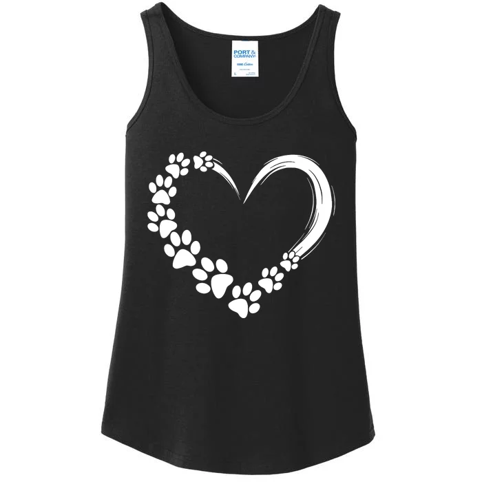 Dog Dad Mom Puppy Dog Paw Heart Printed Valentines Day Gift Ladies Essential Tank