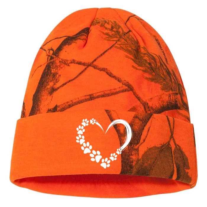 Dog Dad Mom Puppy Dog Paw Heart Printed Valentines Day Gift Kati - 12in Camo Beanie