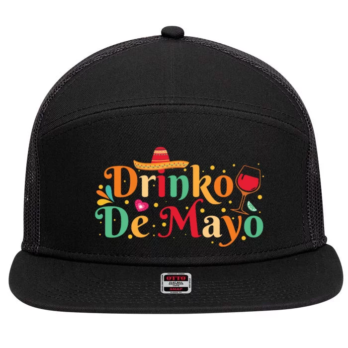 Drinko De Mayo Typography T 7 Panel Mesh Trucker Snapback Hat