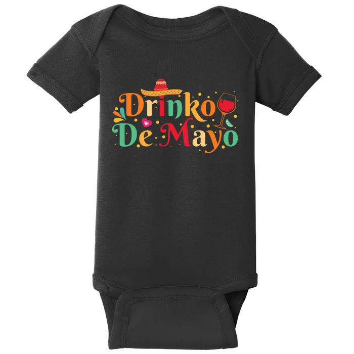 Drinko De Mayo Typography T Baby Bodysuit