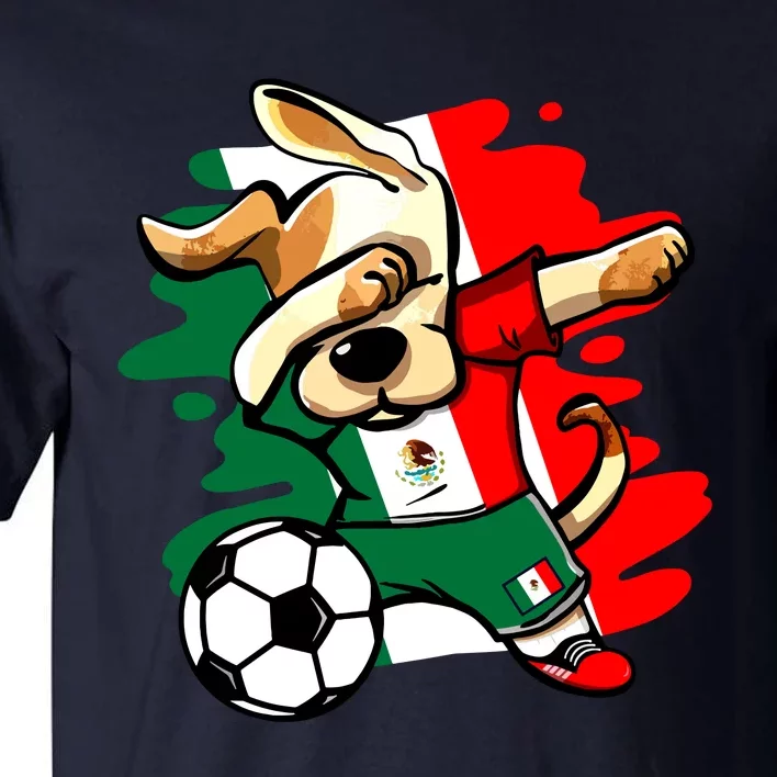 Dabbing Dog Mexico Soccer Fans Jersey Mexican Flag Football Tall T-Shirt