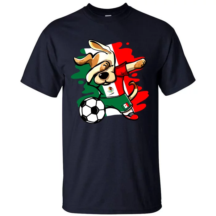 Dabbing Dog Mexico Soccer Fans Jersey Mexican Flag Football Tall T-Shirt