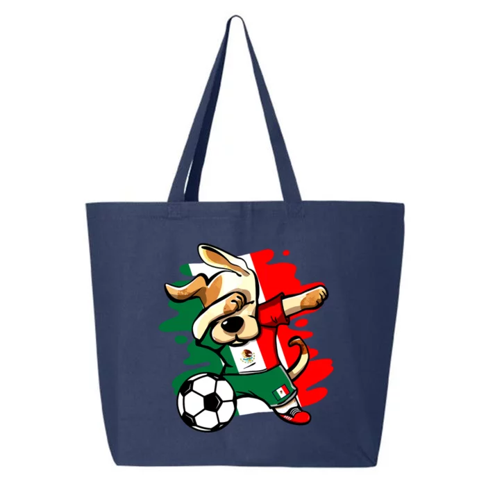 Dabbing Dog Mexico Soccer Fans Jersey Mexican Flag Football 25L Jumbo Tote